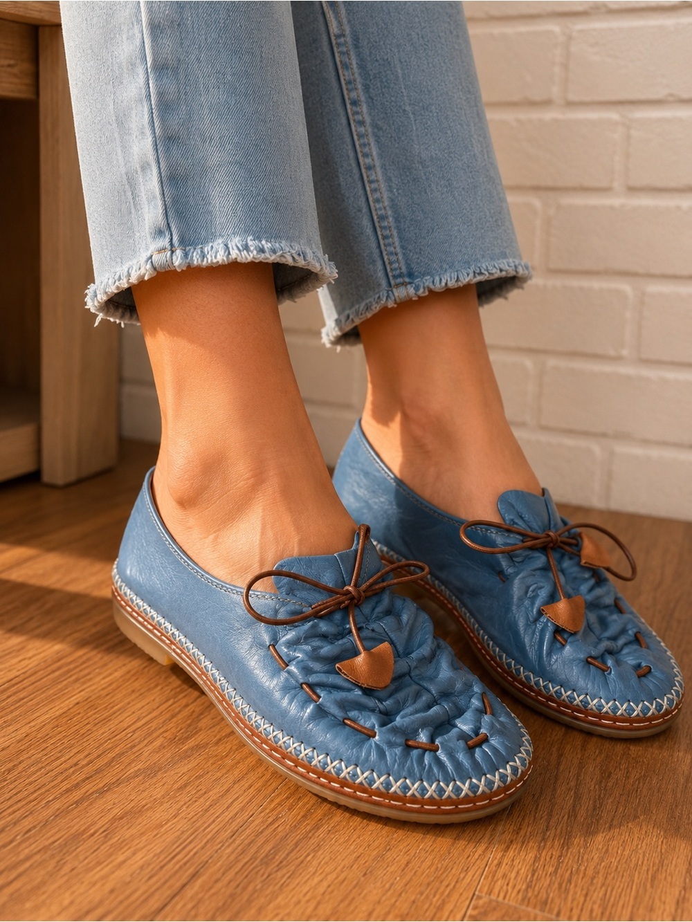 NWT Spring Step Blue Leather Ballet Flats | EU 37 | Soft Leather Comfort Shoes